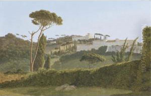 A View Of The Pines Of The Villa Borghese From The Back Of The Villa Medicis Oil Painting by Pierre-Athanase Chauvin