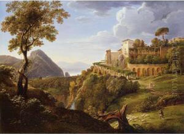 View Of The Convent Of San Antonio Near Posilippo, Naples Oil Painting by Pierre-Athanase Chauvin