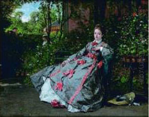 Femme Au Jardin Oil Painting by Victor Joseph Chavet