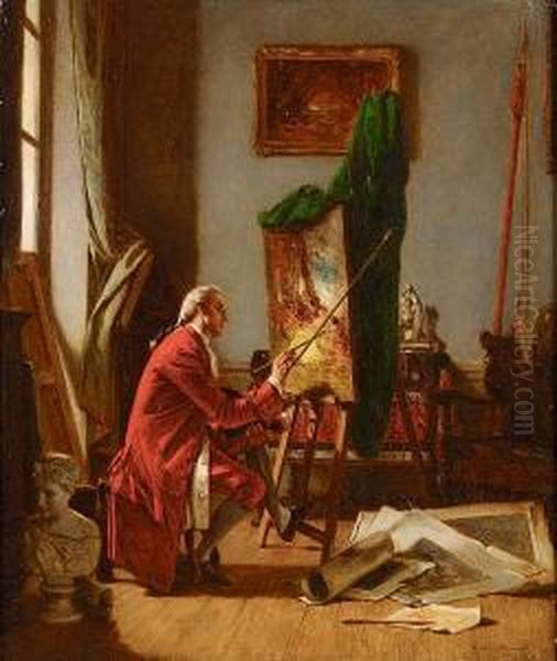 The Artist In His Studio Oil Painting by Victor Joseph Chavet