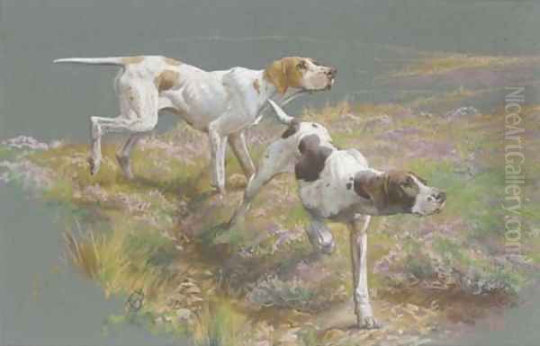 Pointers on the scent Oil Painting by Thomas Blinks