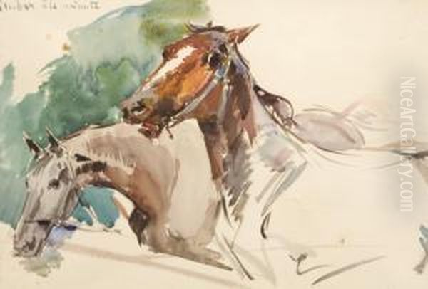 Caballos Oil Painting by Ulpiano Checa y Sanz