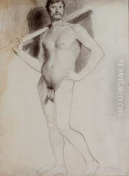 Desnudo Masculino Academico Oil Painting by Ulpiano Checa y Sanz