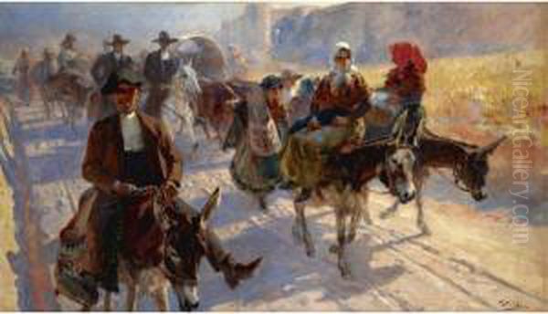 Romeria (procession) Oil Painting by Ulpiano Checa y Sanz