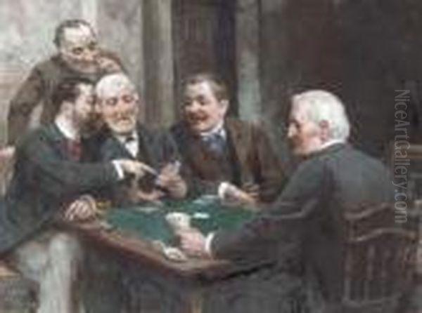 The Card Players Oil Painting by Ulpiano Checa y Sanz