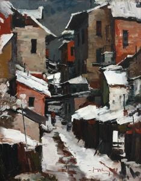 Winter In The Slums Oil Painting by Jean Cheller