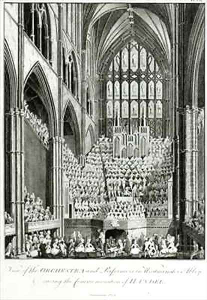 View of the Orchestra and Performers in Westminster Abbey, during the Commemoration of Handel Oil Painting by Edward Francis Burney