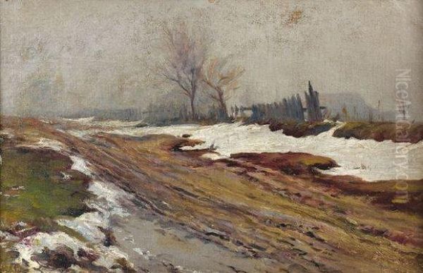 Paysage D'hiver Oil Painting by Jozef Chelmonski