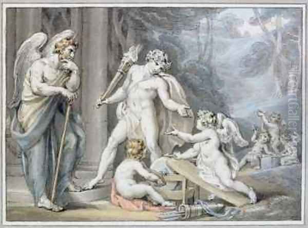 Apollo in Vulcan's forge Oil Painting by Edward Francis Burney