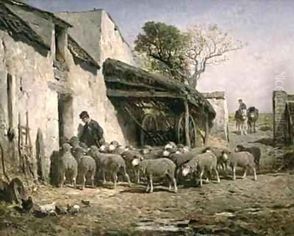 The Return of the flock to the sheepfold Oil Painting by Felix Saturnin Brissot de Warville