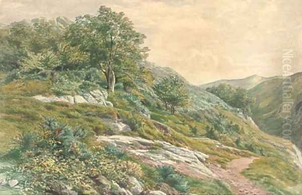 The hillside path Oil Painting by Henry Birtles