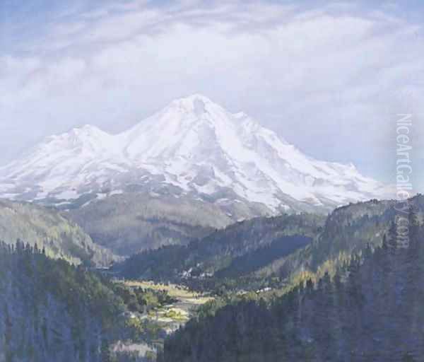 Snowy Mountain Oil Painting by Henry Joseph Breuer