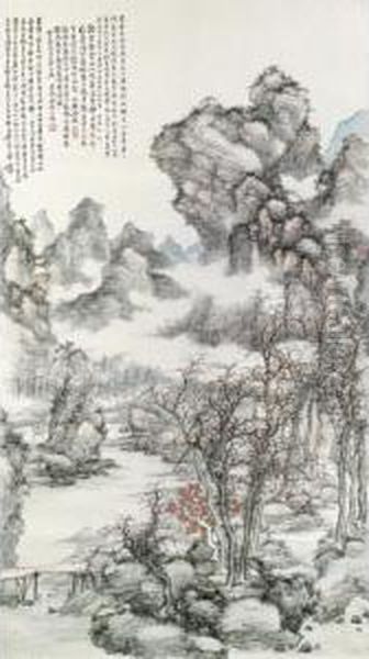 Magnificent Mountain Scenery Oil Painting by Jin Cheng