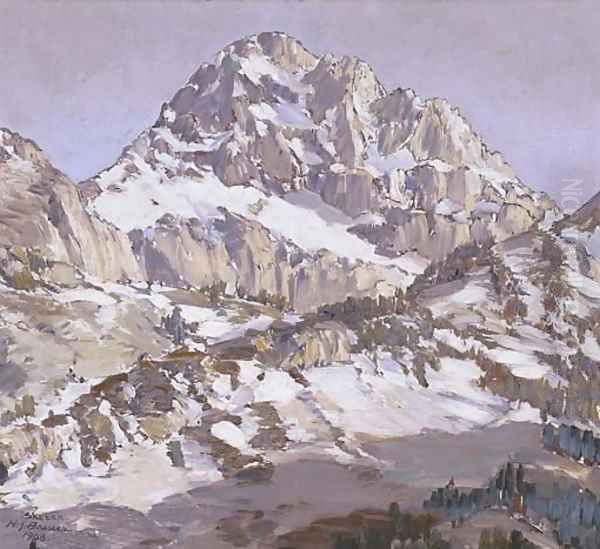 Mountain Peak Oil Painting by Henry Joseph Breuer