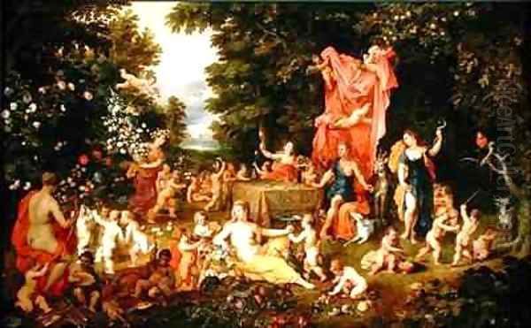 An Allegory of the Five Senses Oil Painting by Jan & Balen, Hendrik van Brueghel