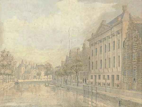 View of the Kloveniersburgwal, Amsterdam, the Weighing House beyond Oil Painting by Jan De Beyer