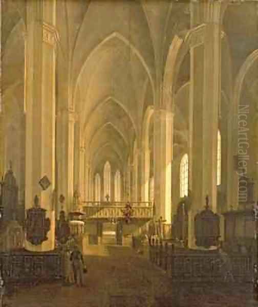 Interior view of St. John's Church in Hamburg Oil Painting by Jess (Jens) Bundsen