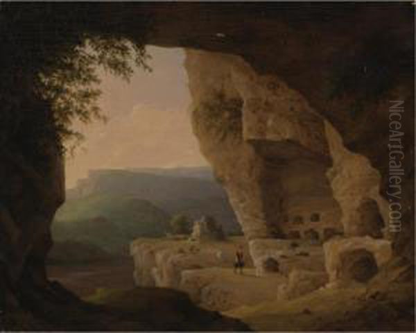 View Of A Grotto In Crimea Oil Painting by Nikanor Grigorevich Chernetsov