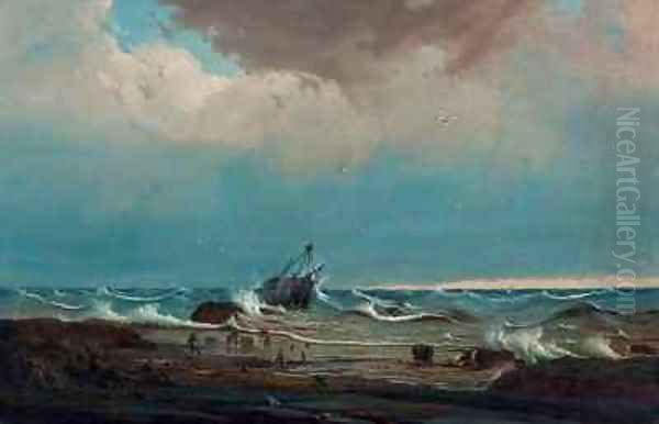 The Wreck of the 'George the Third' Oil Painting by Knud Geelmuyden Bull