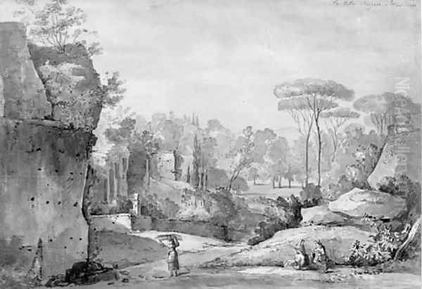 View of the Roman Walls in the Gardens of the Villa Borghese Oil Painting by Nicolas-Didier Boguet