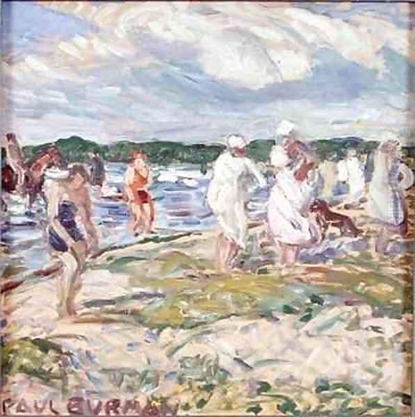 Swimmers on the Beach at Pelgurand Oil Painting by Paul Burman