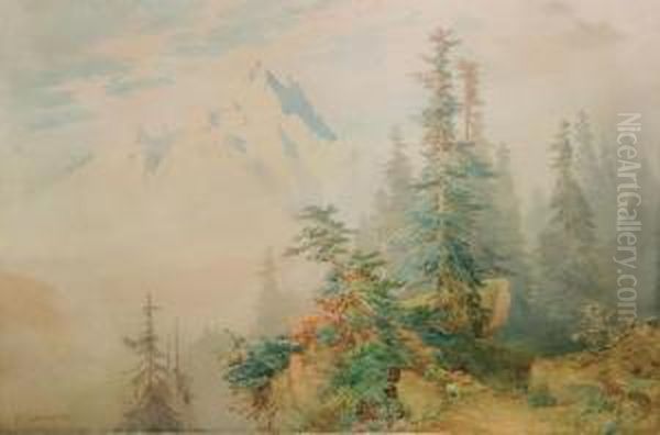 Alpine Scenery Oil Painting by Nicholas Chevalier