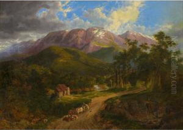 The Buffalo Ranges Oil Painting by Nicholas Chevalier