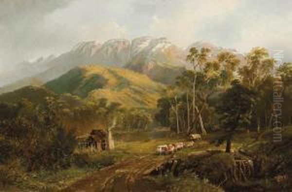 Buffalo Ranges Oil Painting by Nicholas Chevalier