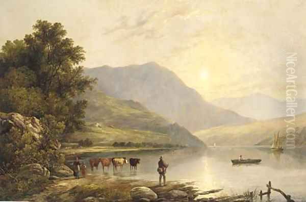 Sunset over the loch Oil Painting by Robert Bridgehouse