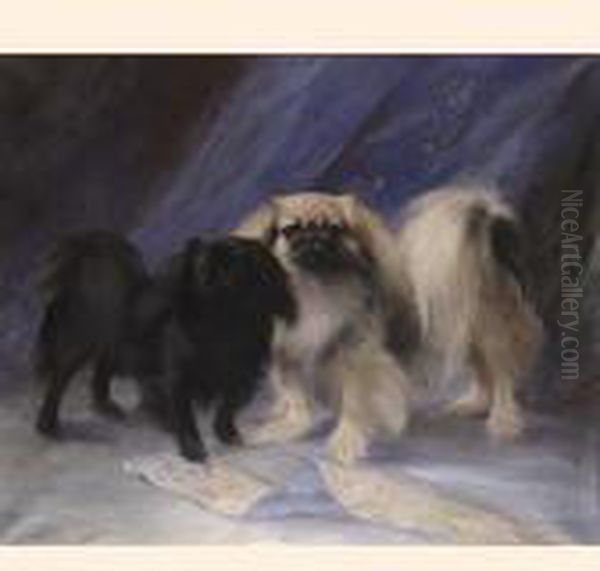 Two Pekingese Oil Painting by Lilian Cheviot