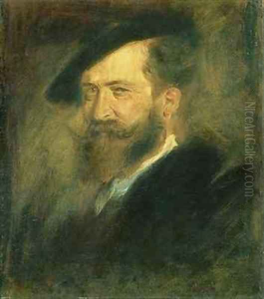 Portrait of the Artist Wilhelm Busch 1832-1908 Oil Painting by Wilhelm Busch