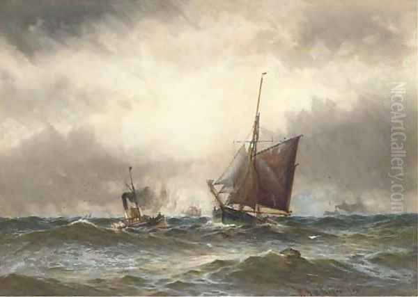 An approaching squall off the mouth of the Tyne Oil Painting by William Thomas Nicholas Boyce