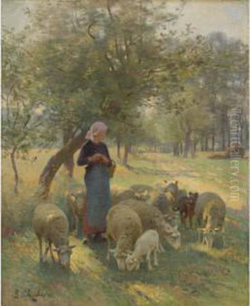 The Gentle Shepherdess Oil Painting by Luigi Chialiva