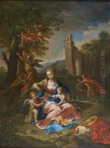 Repos De La Sainte Famille En Egypte Oil Painting by Bartolomeo Giuseppe Chiari