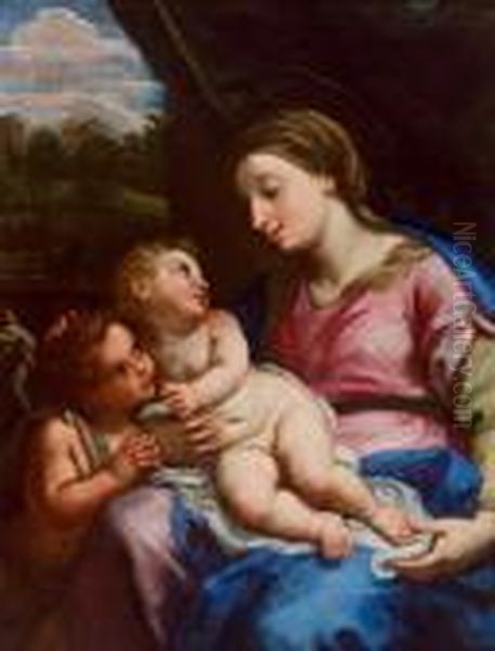 Madonna Con Bambino E San Giovannino Oil Painting by Bartolomeo Giuseppe Chiari