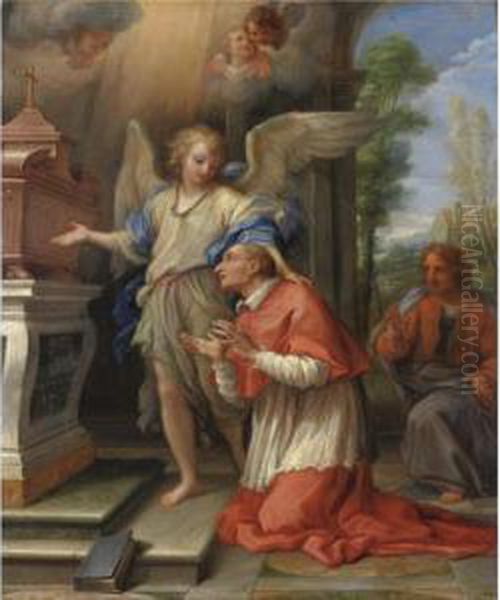 San Carlo Borromeo In Preghiera Oil Painting by Bartolomeo Giuseppe Chiari