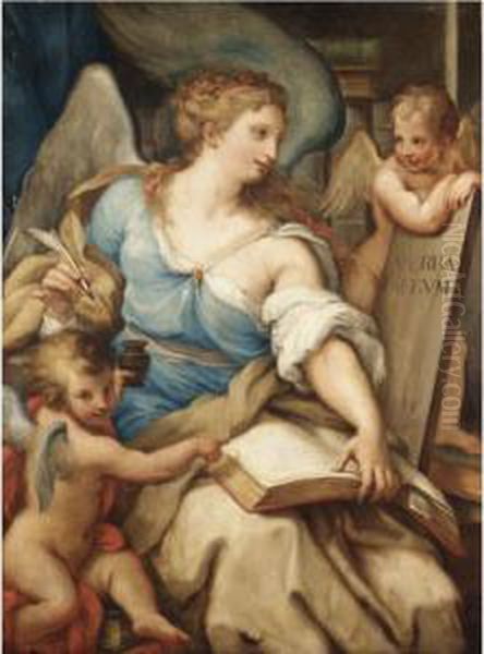 Sibilla Con Putti Oil Painting by Bartolomeo Giuseppe Chiari