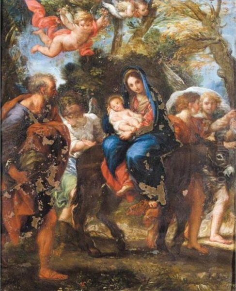 The Flight Into Egypt Oil Painting by Bartolomeo Giuseppe Chiari