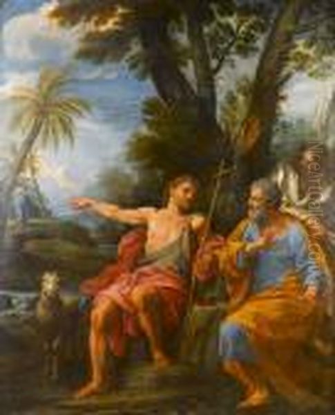 Saint John The Baptist Preaching Oil Painting by Bartolomeo Giuseppe Chiari