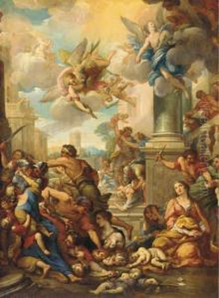 The Massacre Of The Innocents Oil Painting by Bartolomeo Giuseppe Chiari