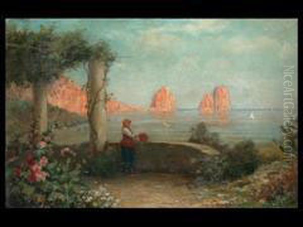 Die Felsen Von Capri Oil Painting by Giuseppe Chiarolanza