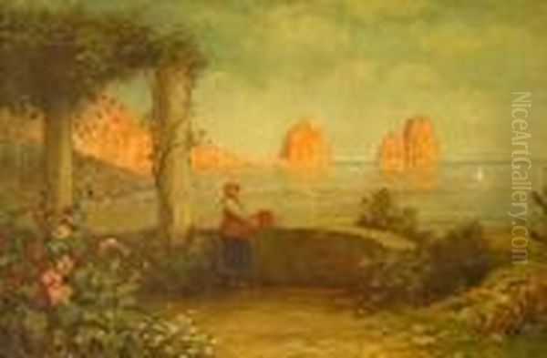 L'acquaiola Di Capri Oil Painting by Giuseppe Chiarolanza