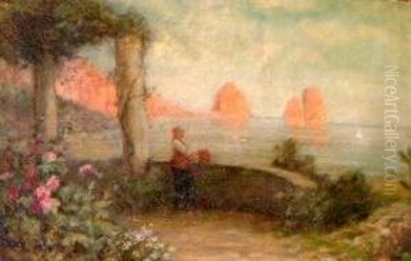 Capri, I Faraglioni Oil Painting by Giuseppe Chiarolanza