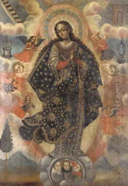 Virgen Inmaculada Oil Painting by Gaspar Miguel De Berrio