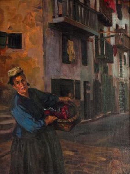 Hacia El Mercado Oil Painting by Eduardo Chicharro Y Aguera