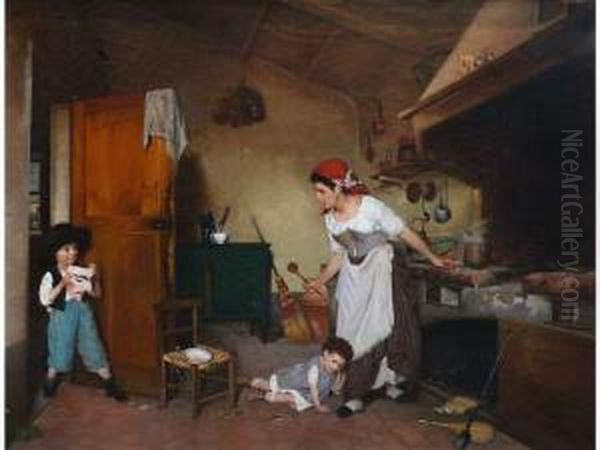 Jeux D'enfants. Oil Painting by Gaetano Chierici