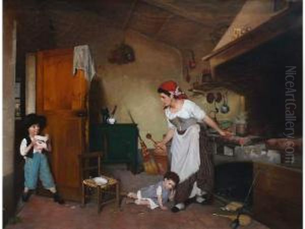 Jeux D Enfants Oil Painting by Gaetano Chierici