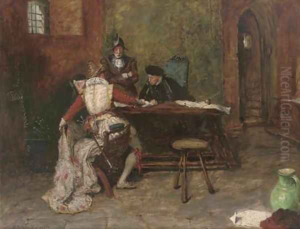 Signing the charter Oil Painting by A. Leicester Burroughs