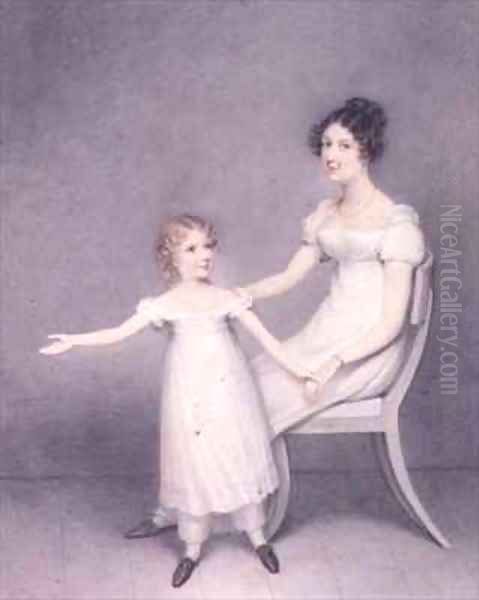 Lady Louth, Daughter of the 13th Baron Dunsany, with her Daughter Oil Painting by Adam Buck