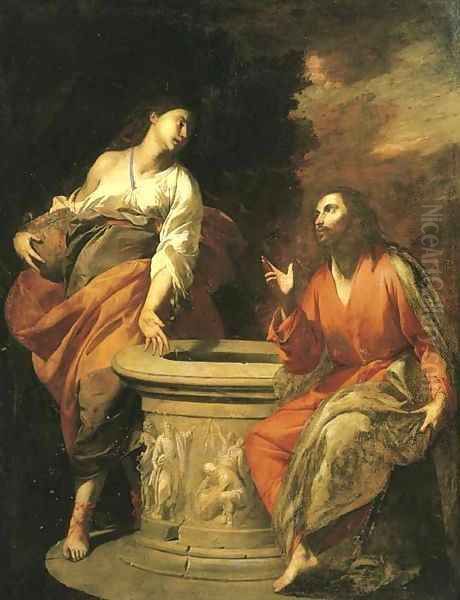 Christ and the Woman of Samaria at the well Oil Painting by Antonio De Bellis